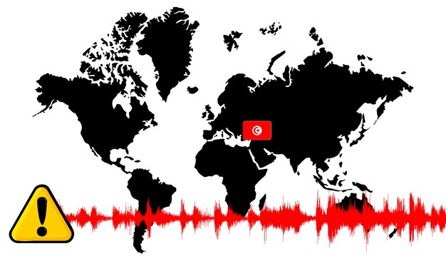 Foto wereldkaart met aardbeving in turkije