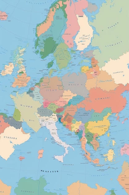 Wereldkaart met grenzen van landen