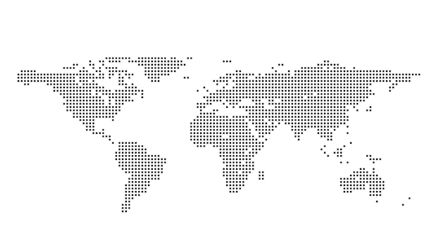 Wereldkaart visueel vereenvoudigd in vierkanten