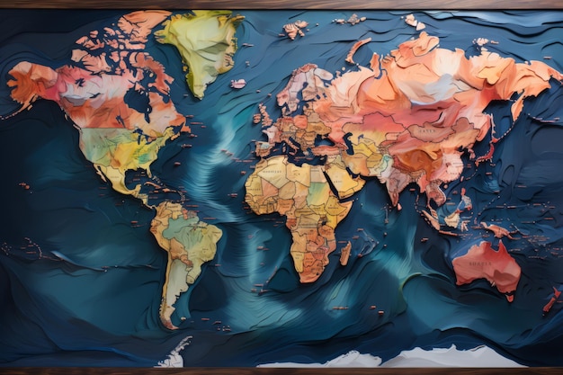 Wereldkaart wereldwijde geografie cartografie informatieve foto van hoge kwaliteit