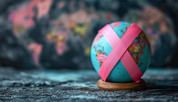 Foto wereldkankerbewustzijnsdag met roze lint