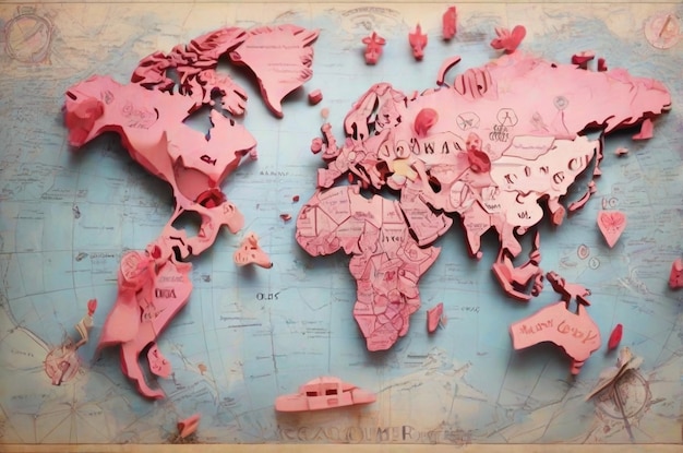 Wereldkankerdag achtergrond op de kaart