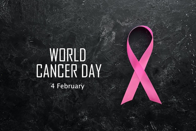 Wereldkankerdag Borstkanker Bewustzijnslint Bovenaanzicht Gratis exemplaarruimte