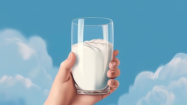 Wereldmelkdag Een glas melk in de hand Generatieve ai