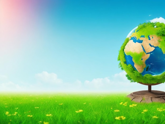 Wereldmilieu- en aarddagconcept met aardse natuur en milieuvriendelijk milieu