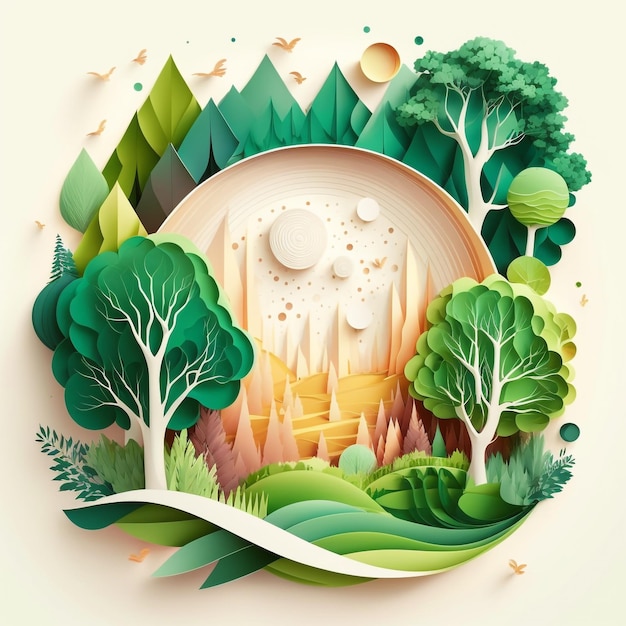 Wereldmilieu en aardedag concept papier gesneden 3d