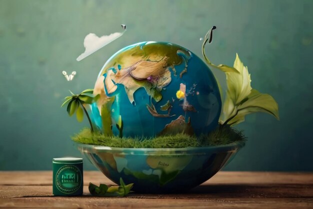 Wereldmilieu- en Aardedag-conceptpapier in 3D