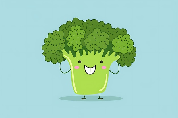 Foto wereldvegan dag met broccoli cartoon personage