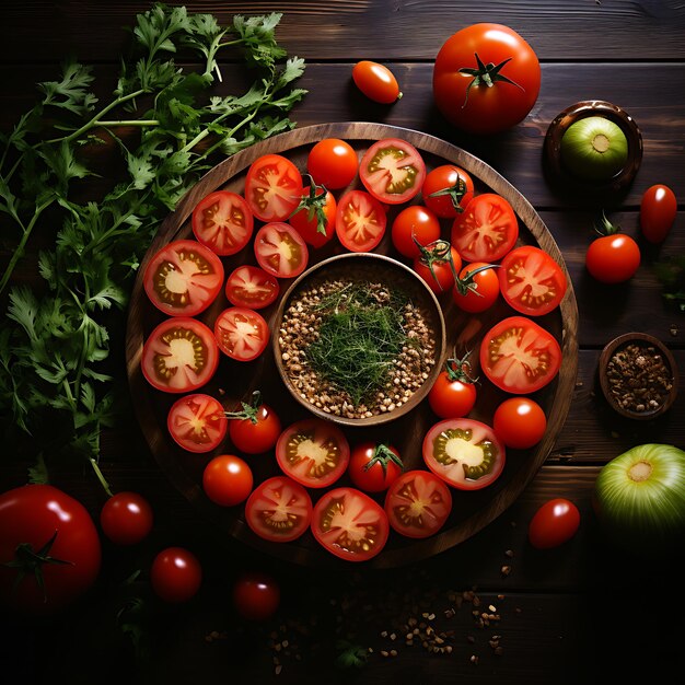 Wereldvegan dag Wereldvoedseldag met tomaten concept eet groenten voor een gezond leven Wereldvegan