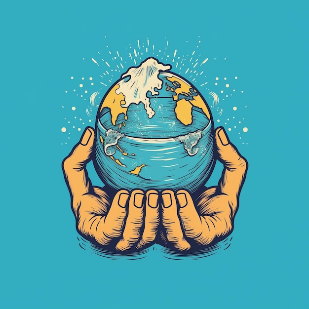 Wereldwaterdag vector abstract illustratie Waterbesparing en wereldwijde milieubescherming