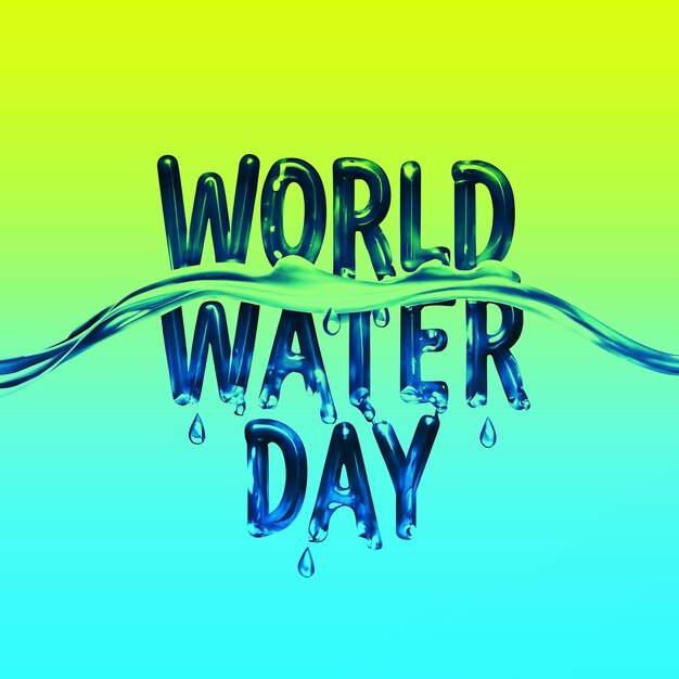 Wereldwaterdag vloeibare tekst effect op geïsoleerde splashing gradiënt achtergrond
