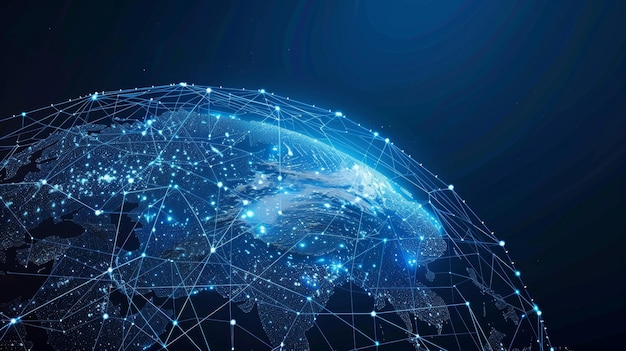 Wereldwijde digitale connectiviteit en hoge snelheid gegevensoverdracht voor internationale informatie-uitwisseling