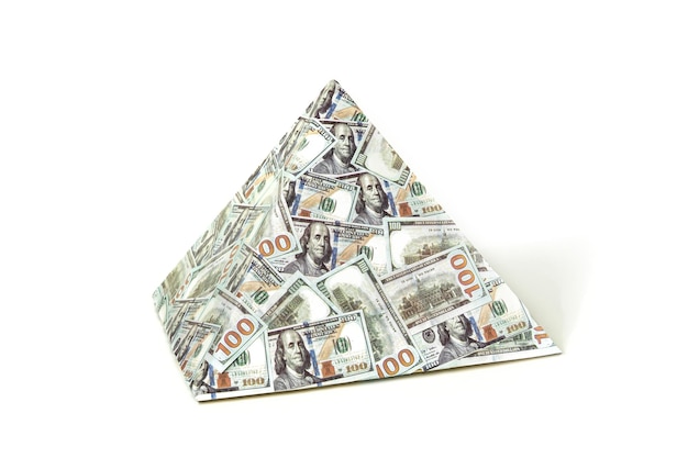 Wereldwijde financiële piramide gebaseerd op de dominantie van de dollar Samenzweringstheorie van wereldbeheerconcept