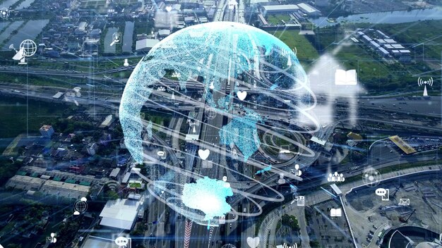Wereldwijde verbinding en modernisering van het internetnetwerk in slimme stad
