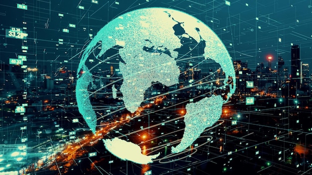 Wereldwijde verbinding en wijziging van het internetnetwerk in slimme stad