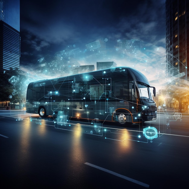 Wereldwijde zakelijke internetverbinding iot internet of things business intelligence concept bus