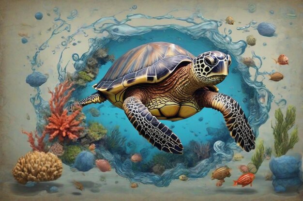 Wereldzeeëndagontwerp met schildpad
