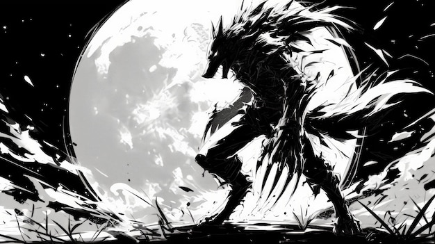 werewolf against the background of the moon