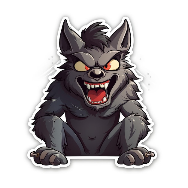 Werewolf in Banskyesque Style An Artistic Individual Sticker with Full Body View on a White Backgr