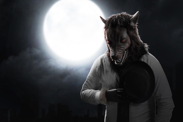 A werewolf with a full moon