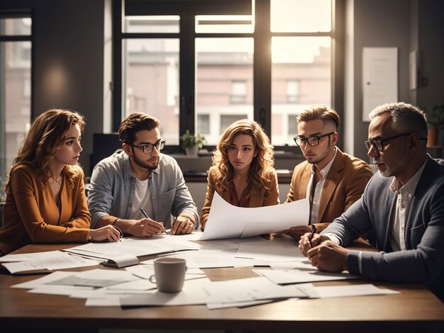 Werknemers die het financiële rapport beoordelen