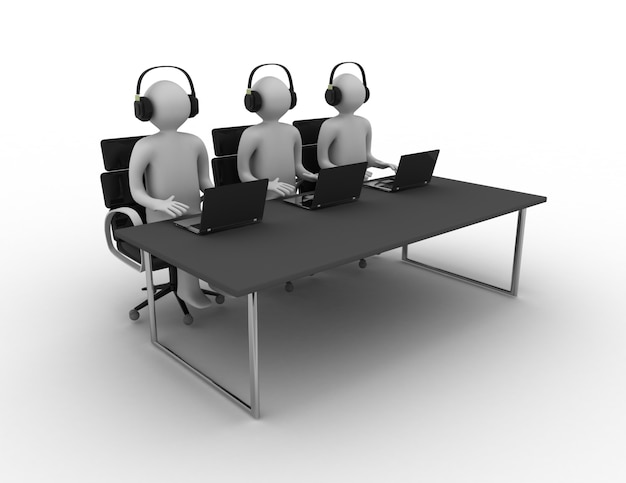 Werknemers die in een callcenter werken