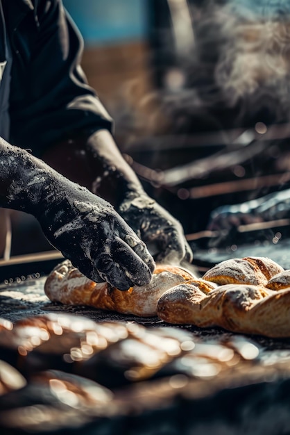 Werknemers die in een fabriek brood bereiden