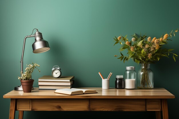 Werktafel of leestafel op groene achtergrond