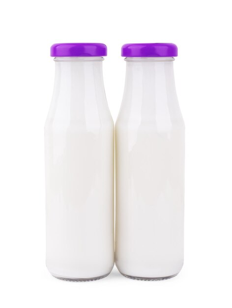 Foto werper van melk geïsoleerd op witte achtergrond uitknippad glazen kan