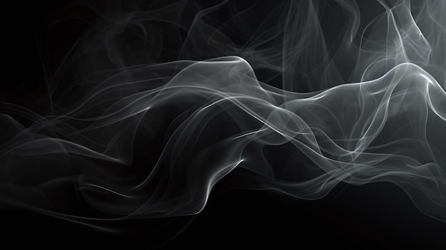 Wervelende rook met zwarte achtergrond Zwart-wit thema Abstract behang