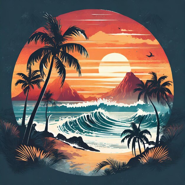 West coast endless summer with tropical palm silhouettes stylish tshirts and trendy clothig