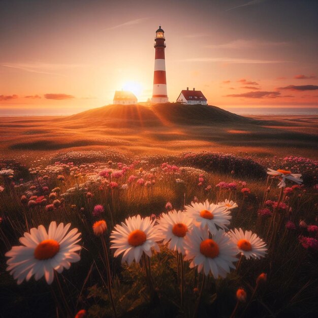 Photo westerheversand lighthouse in the grass field