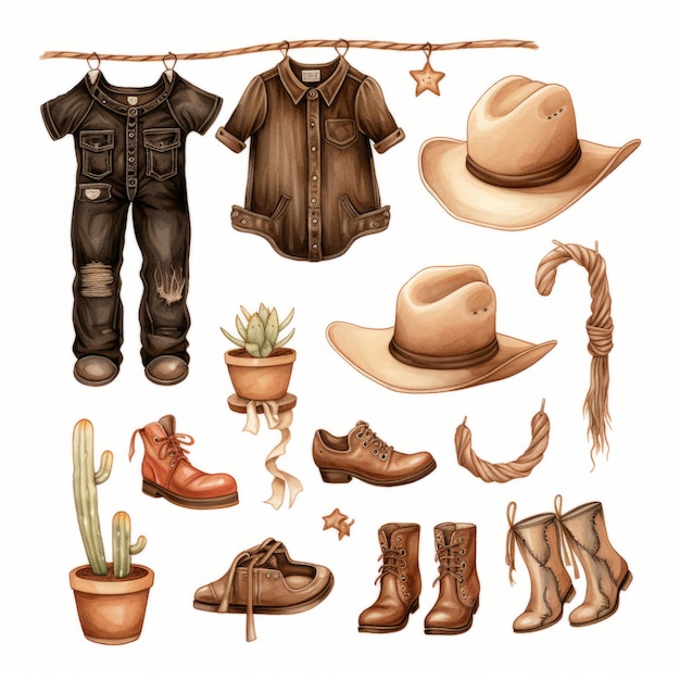 Western Baby Fashion Adorable Clipart Collection for Little Cowboys and Cowgirls