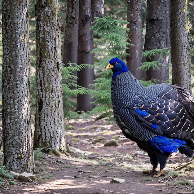 Western capercaillie lekking in forest AI generated