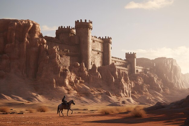 Photo a western fort on the edge of the desert its walls 00003 01