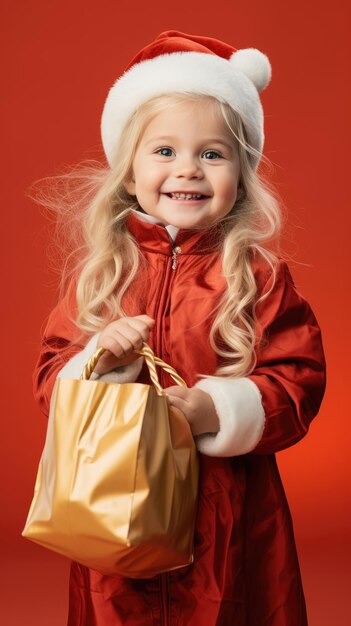 Western girl holding a Christmas giftbox