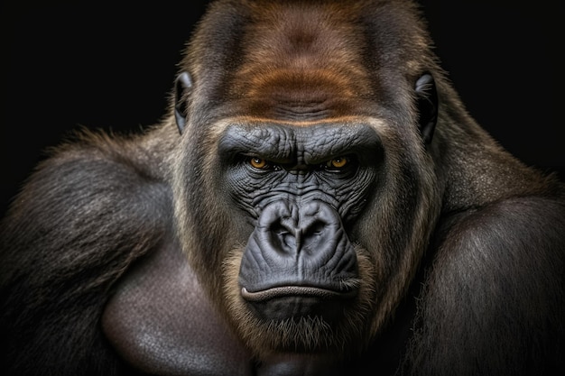 Photo western lowland gorilla gorilla gorilla gorilla with a strong angry look on its face