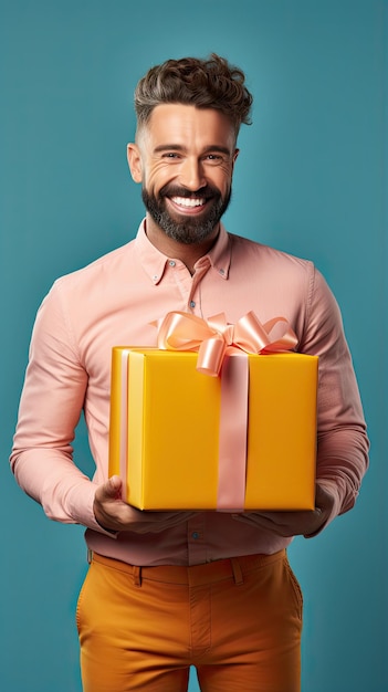 Western man holding a box