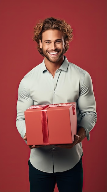 Western man holding a box