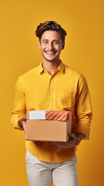 Western man holding a box