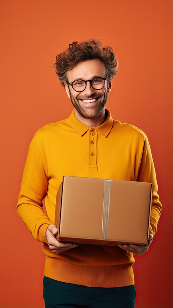 Western man holding a box