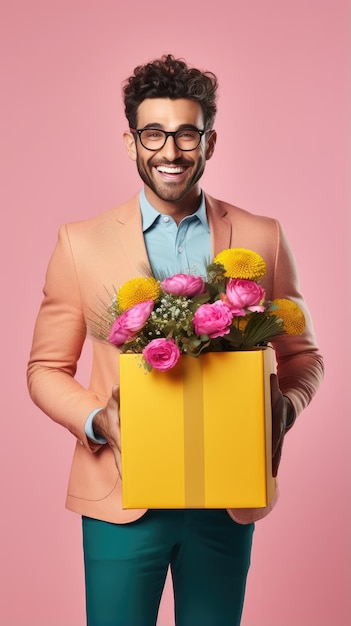 Western man holding a box