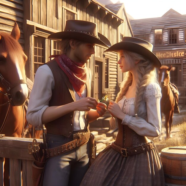 Photo western romantic scene