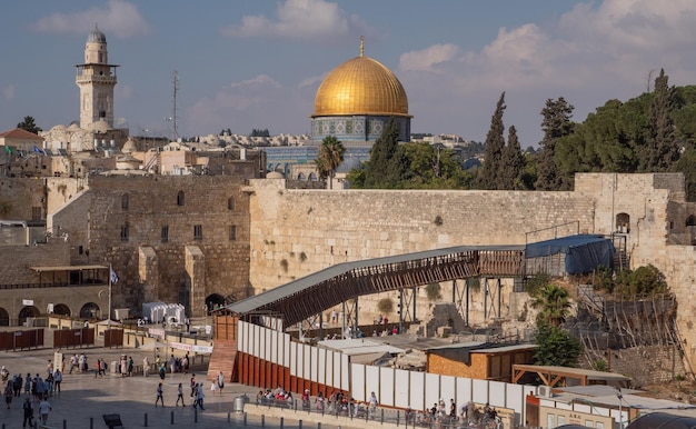 Western Wall and Dome of the Rock in the old city of Jerusalem Israel High quality photo