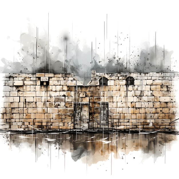 통곡의 벽 거룩한 십자가 아크릴 소재와 계층화된 아크릴 해피 팜 일요일 프레임 수채화 아트