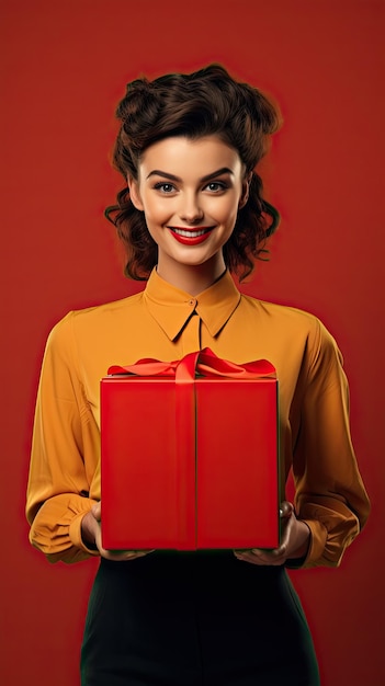 Western woman holding a box