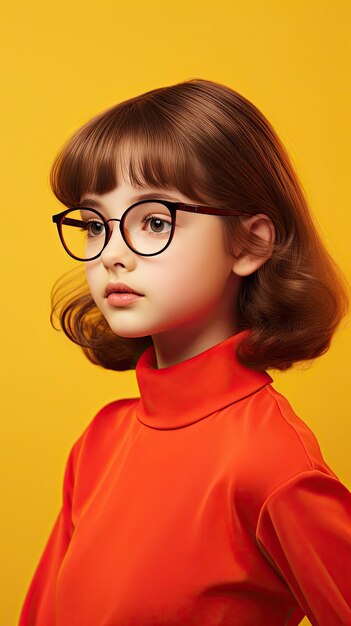 Western young girl wearing glasses