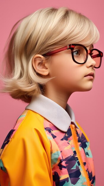 Western young girl wearing glasses