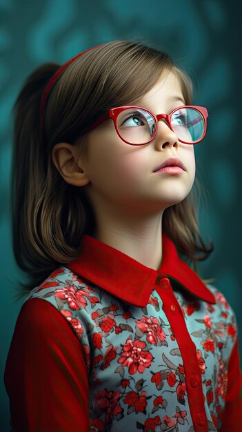 Western young girl wearing glasses