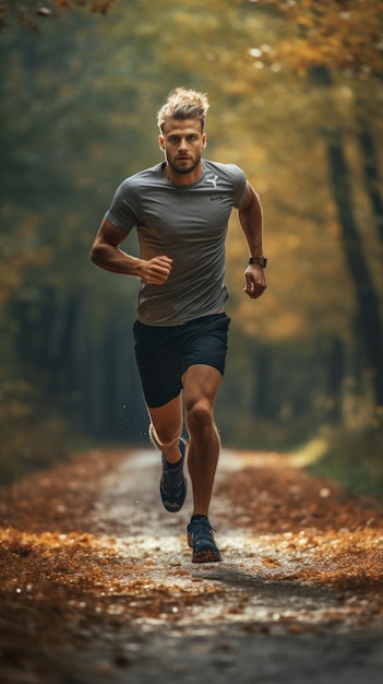 Westerse man die op het parcours loopt mannelijke hardloper